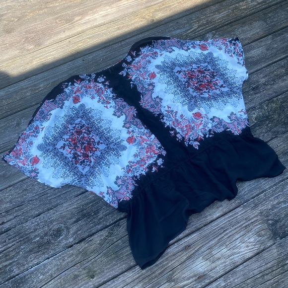 Lane Bryant floral blouse semi-sheer tunic dolman sleeves flounce sz 22/24 - Picture 3 of 12